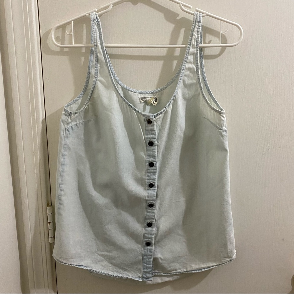 Kiera light denim button up tank top